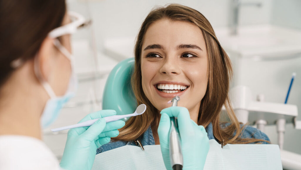 woman at dentists smile preview dental lab